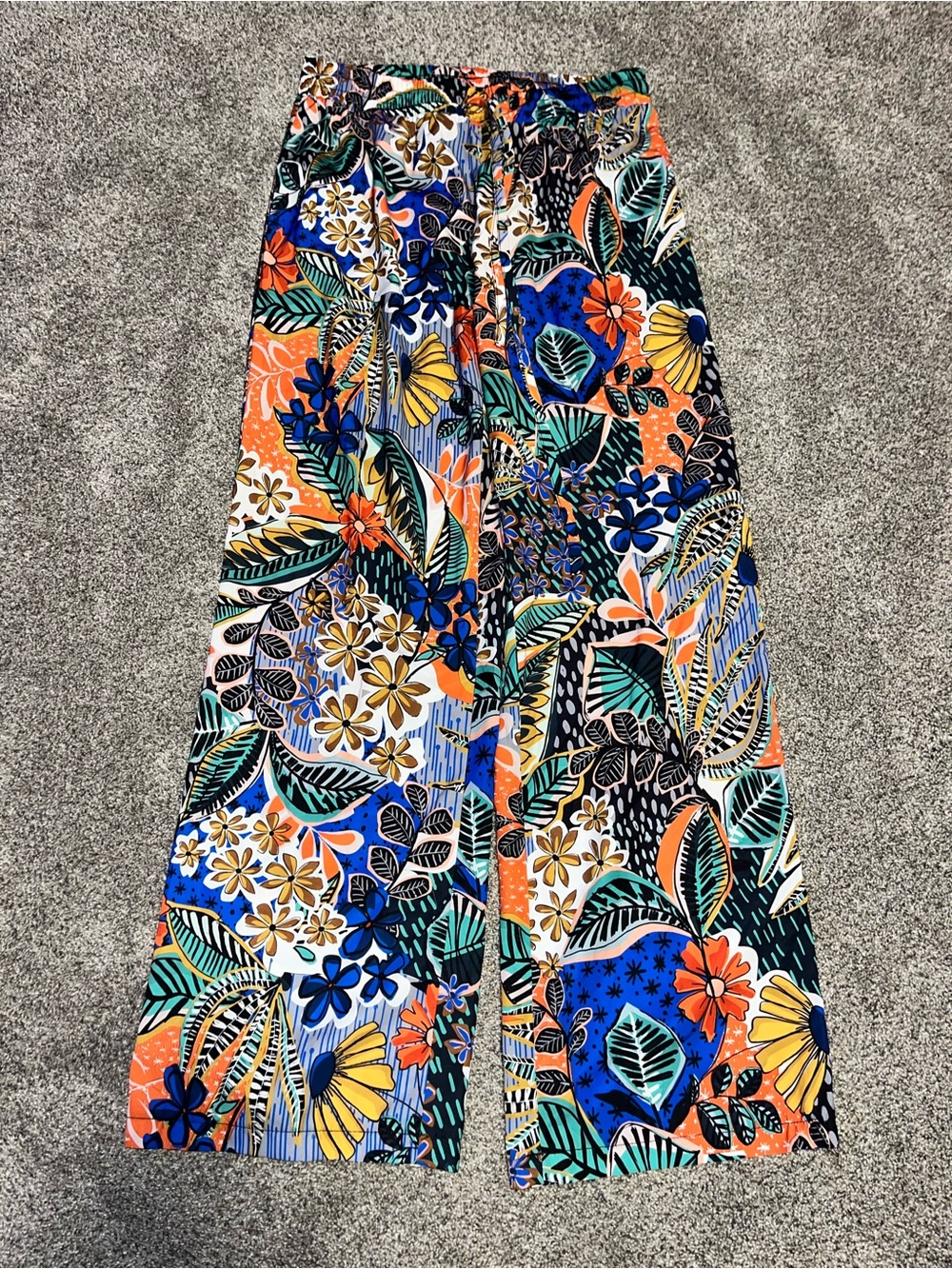 Lili Sidonio Wide Leg Pant Beach Flower Print Womens Small Euc